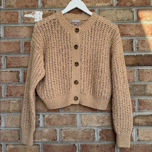 J. Crew Sweaters - J Crew tan cardigan with open weave, NWOT, size large